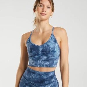 Gymshark Elevate Longline Sports Bra Lakeside Blue Spray Dye